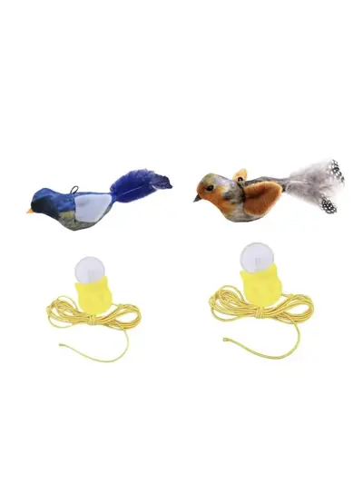 Simüle edilmiş ses çıkaran kuş ısırmasına dayanıklı kedi oyuncağı kedi nanesi havlayan kuş can sıkıntısını gidermek için kendini zevk eden asılı tüy kedi çubuğu - 11