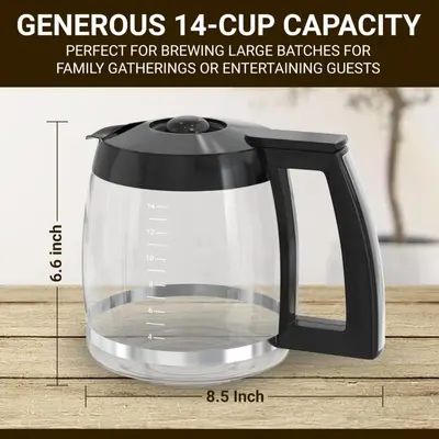 14 fincanlık kahve makinesi sürahisi, Cuisinart DCC-3200/2600 uyumlu, borosilikat cam