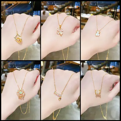 Neue Titanstahl-Halskette, verblasst nicht, leichte Luxus-Nischen-Halskette, hochwertige Trend-Halsketten-Anhänger, vielseitige Schlüsselbein-Kette Accessoire für Frauen.