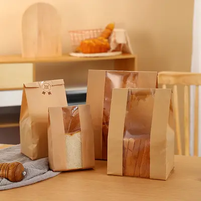 450g Toast Bag, Grease-Proof Kraft Paper Bread Bag for Baking