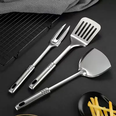Paslanmaz Çelik Sote Spatula ve Kepçe Seti, Balık Spatulası, Süzgeç