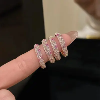 Farbige Diamantreihring Dopamin-Stil rosa - 2