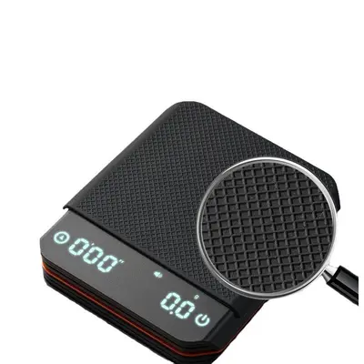Mini Handmade Coffee Scale Black Mirror Italian Gram Coffee Digital Scale with LED Display Rechargeable Timer Coffee Scale New Style