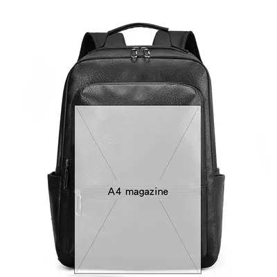 Men's Business Backpack, PU Leather, Laptop Compartment - 5