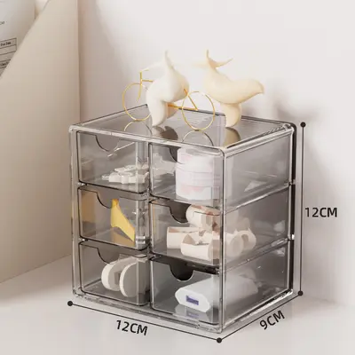 Desktop six-compartment clear storage box stackable - 8