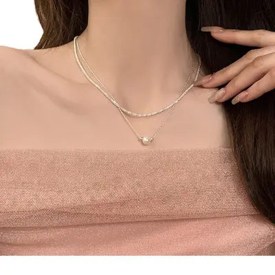 Doppellagige Perlenkette, Schlüsselbein-Kette