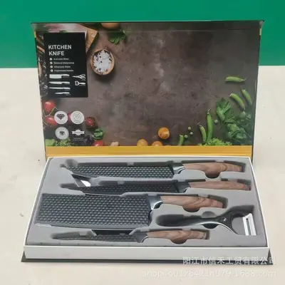 Paslanmaz çelik 6 parçalı mutfak bıçak seti ergonomik saplarla - 7