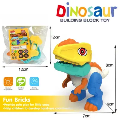 10 cm Dinosaur Building Blocks for Boys, T-Rex and Triceratops Mixed