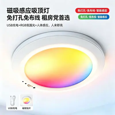跨境无线电池供电磁吸人体感应灯过道入户走廊玄关衣帽阳台吸顶灯 - 9