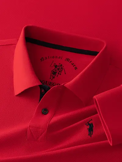 Men's Long-Sleeve Polo Shirt, Mercerized Cotton, Spring Autumn
