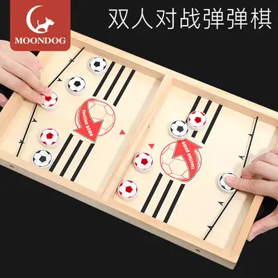 Two-Player Wooden Finger Billiards Table Game, Flicking Parent-Child Toy