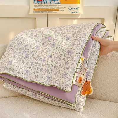 A-Grade Summer Wrinkled Gauze Summer Quilt Water-Washed Cotton Double-Bed Summer Comforter Dorm Air-Conditioner Quilt Machine-Washable Thin Bedding Gift A - 4