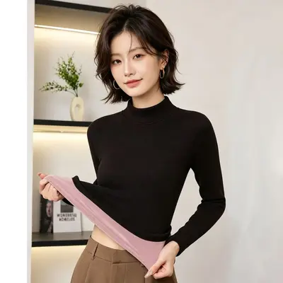 Women's Fleece-Lined Half High-Neck Base Layer Top - 7