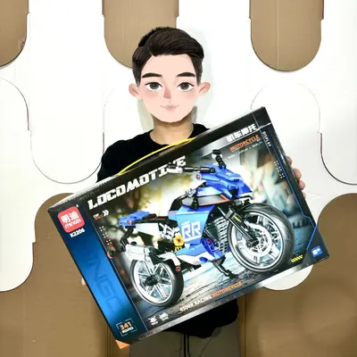Boys Gift Box Motorcycle Building Block Educational Model Set - 4