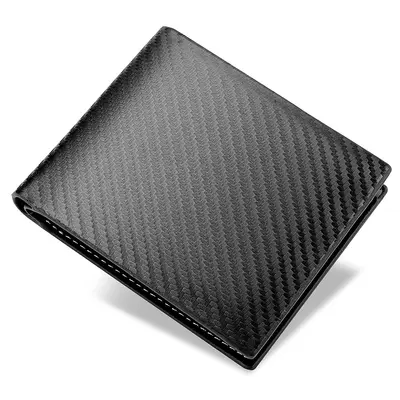 Carbon Fiber Men's Wallet with Zipper and Card Holder, Horizontal - 9