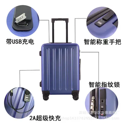 Carry-on Suitcase with Fingerprint Lock and Scale - 3
