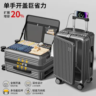 Expandable 20 Inch Travel Suitcase with Side Opening and Combination Lock - 9