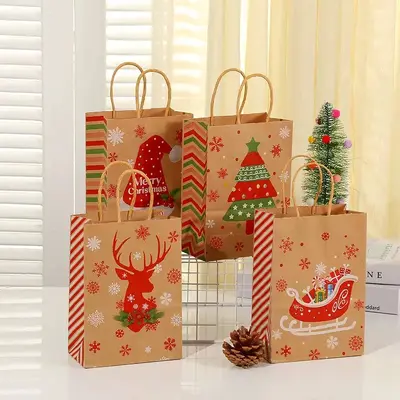 Christmas Party Gift Tote Bag, Santa Claus Gift Wrapping Bag