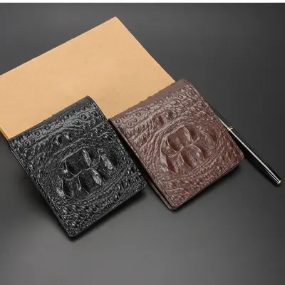 Men's Crocodile Pattern Leather Wallet, Large Capacity, Multi-Card Slots - 4