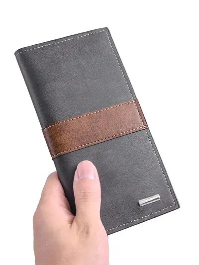 Erkek Uzun Cüzdan, Ultra İnce, Çok Kartlık, Minimalist Retro Model - 5