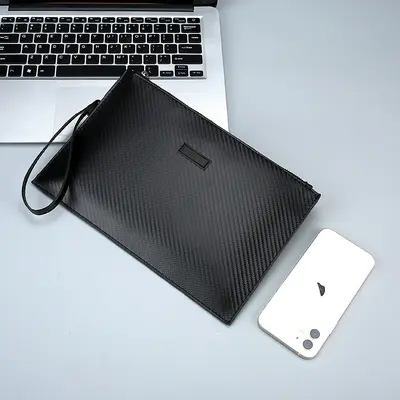 Men's Large Capacity Soft Leather Envelope Handbag, Business Style