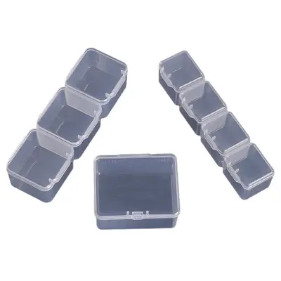 Transparent Portable Rectangular Plastic Storage Box Set for DIY Jewelry and Nail Art