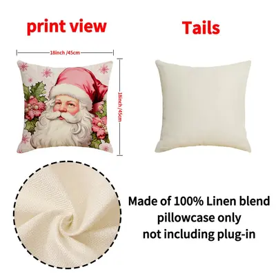 Christmas pillow cover reindeer set sofa cushion cover European and American home style removable and washable linen printed square pillow cover - 4