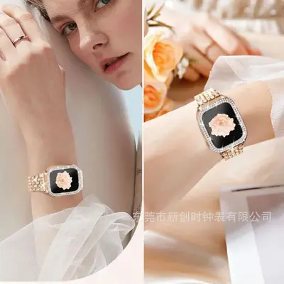 Apple Watch uyumlu tam elmas metal kordon, iWatch10, Samsung 4/5/6 uyumlu