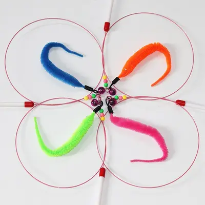 Wire Cat Teaser Wand with Replacement Feather Head, Self-Play Pet Toy - 10
