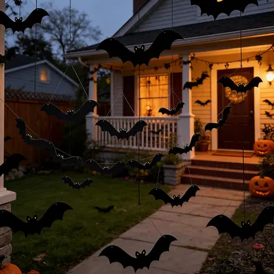 Leuchtende Filz-Fledermaus Halloween-Hängedeko für Partys