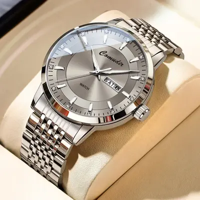 Automatic mechanical watch, hollow design, waterproof, luminous, dual calendar - 4