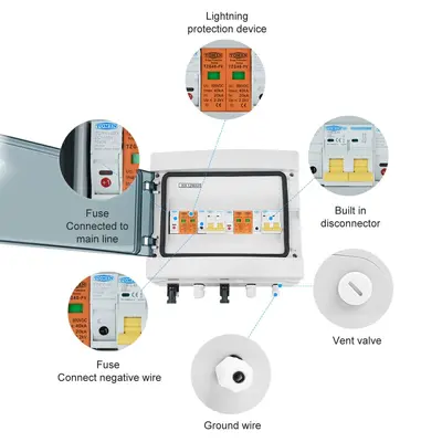 TOMZN TOPV12-2-2 Photovoltaic Combiner Box DC600V 12 Circuits