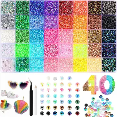 3mm Resin Flatback Nail Rhinestones, Mixed Colors - 13