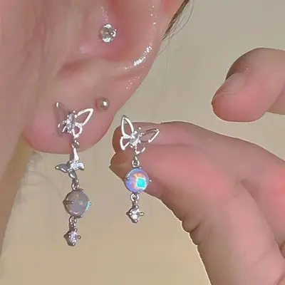 Perlen-Blüten-Vintage-Ohrclips ohne Ohrlochstich - 8