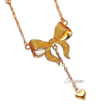 Gold bow necklace, princess design, collarbone chain