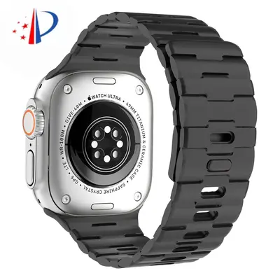 Hermes-Pattern Silicone Magnetic Strap for Apple Watch 4-9 and S10