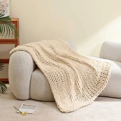 Bohemian Knitted Camping Blanket, Thick Sofa Throw - 7