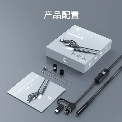 5.5mm手机内窥镜摄像头三合一480P工业汽车检测管道空调双镜头