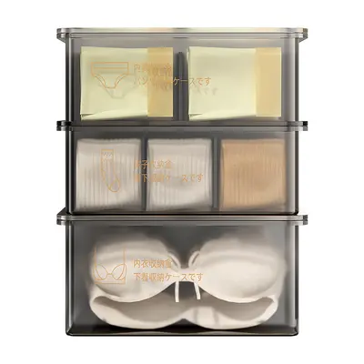 Underwear storage box, 3-compartment drawer organizer - 5