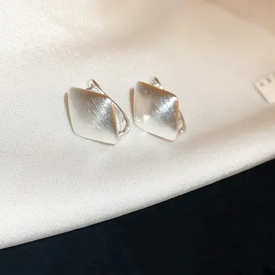 Silver Circle Earrings, Needle Post Studs - 12