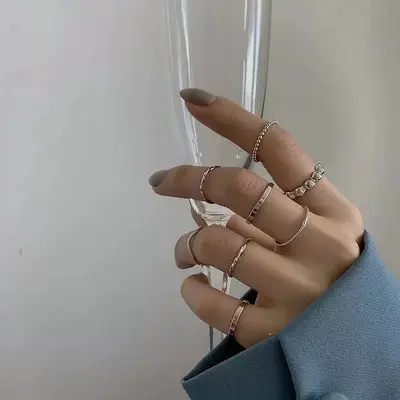 Simple wavy ring set, Japanese-Korean style - 13