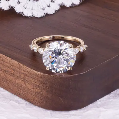 1-5 Carat Moissanite Wedding Ring, S925 Sterling Silver, 18K Gold Plated - 12