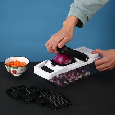 Multifunktionaler Gemüseschneider für den grenzüberschreitenden Handel, Küchenhelfer, Gemüseschneidermaschine, Kartoffel- und Karottenhobel, Julienne-Schneider, Würfelschneider - 3