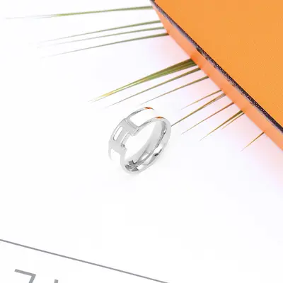 H-shaped titanium steel ring produced by CNC processing, stainless ring for women with enamel couple ring, fashionable versatile jewelry, cool - 12