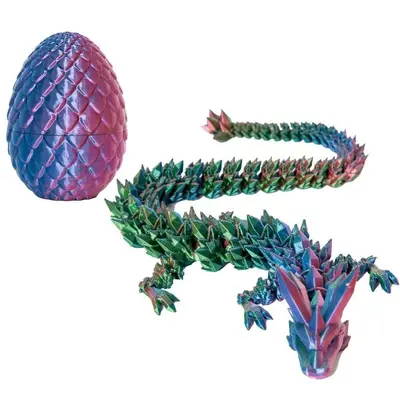 3D Printed Dragon Egg and Shenlong Set, Gemstone Dragon Figurine