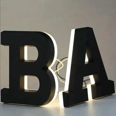 Edelstahl-Buchstaben-Ladenschild mit LED, Acryl-Option