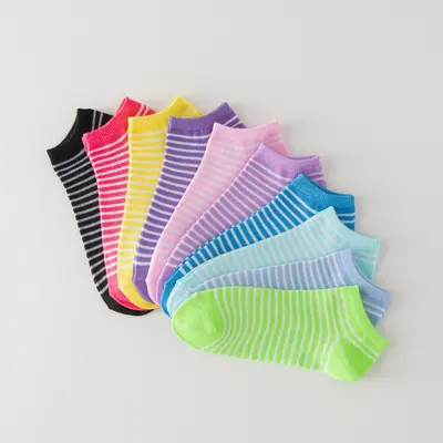 Damen-Bootssocken, einfarbig und Mischfarben, Polyester-Baumwolle - 12