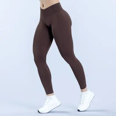 Yüksek elastikiyetli dikişsiz kalça kaldıran V belli dokuz çeyrek yoga taytı - 6