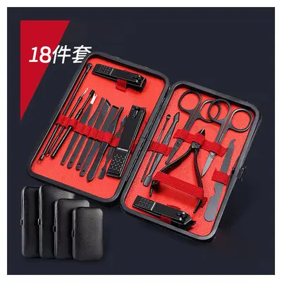 Black nail scissors set with nail clippers and manicure tools - 3