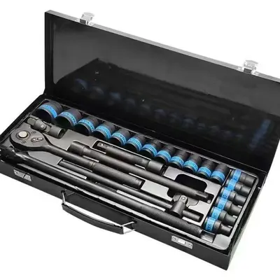 24-Piece Bow-Shaped F-Handle Socket Set with Metal Box, Auto Repair Tool Kit